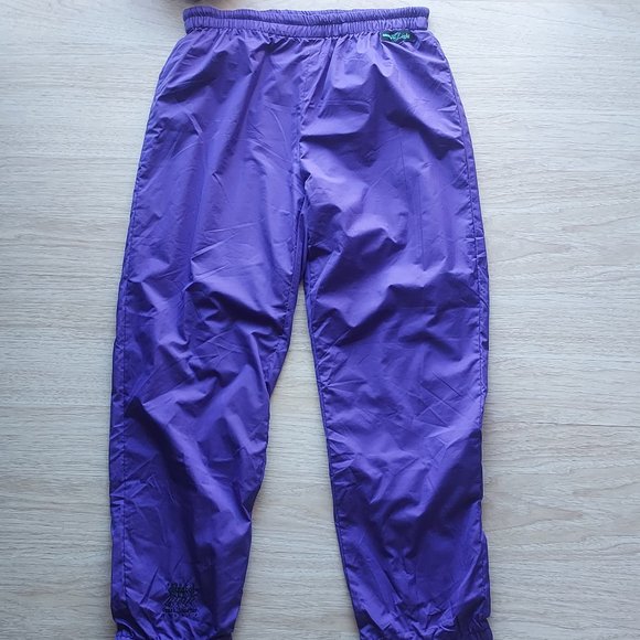 Vintage Frank Shorter Sports Microft Light Track Pants Ankle-Zip Purple Men Sz.L - Picture 1 of 10